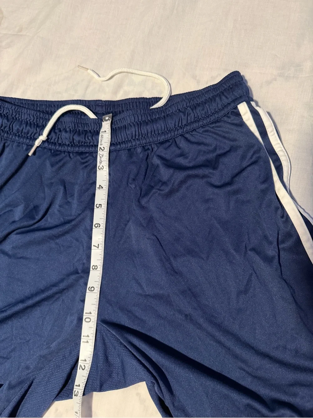 adidas Navy Athletic Shorts with White Three-Stripes size L